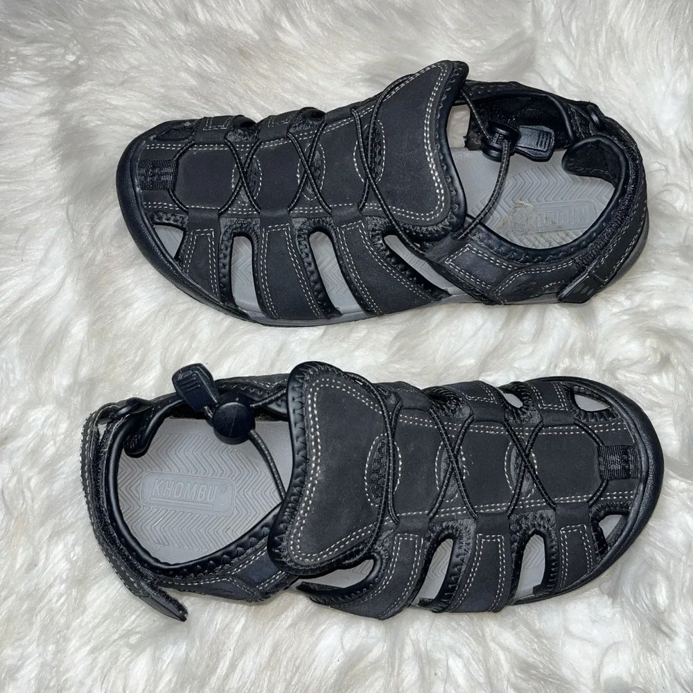 Khombu Travis Waterproof Fisherman Sandals Mens Size 8 M Black Hiking‎ Camping
